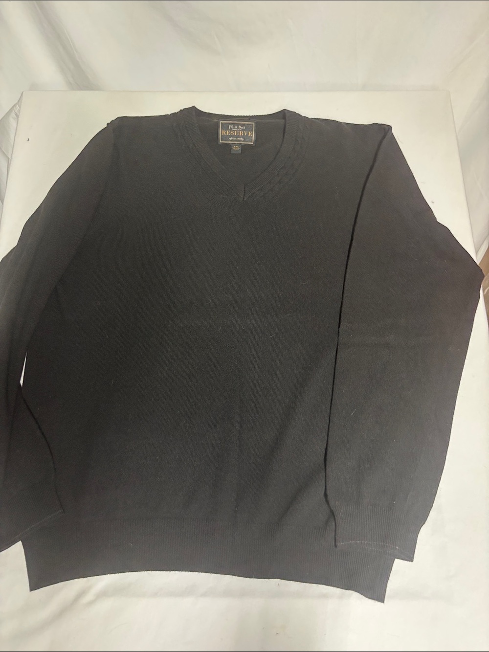 J.A. Bank Reserve Men’s XXL Black Wool Cashmere Blend V-Neck Sweater